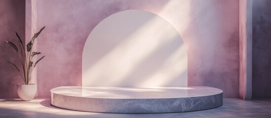 Poster - Luxury minimalist backdrop for premium products featuring an elegant podium abstract minimal design and clean blank space presented in a 3D render