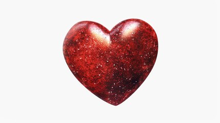 Vibrant red heart shaped hologram sticker on white background symbolizing love and affection