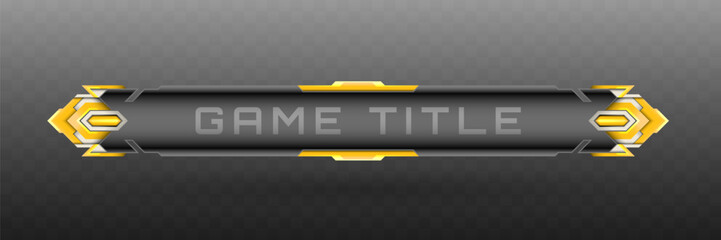 Wall Mural - game title lower third banner in metallic black, silver and yellow for game ui designs