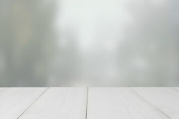 Wall Mural - white wood table top on blurred abstract background