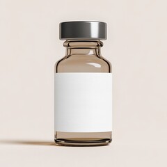 Mockup of a glass injection vial with a PNG label design.