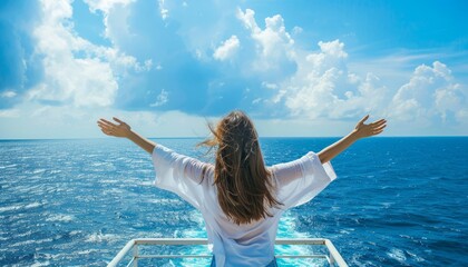 Embracing Freedom: A Woman's Carefree Cruise Ship Adventure at Sea