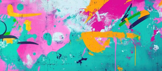 Acrylic Textured Background with Vibrant Street Art Colorful Splash Design Decorative Green Patterns and Bold Graffiti Artwork