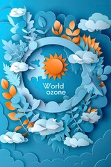 Wall Mural - Ozone day posterdesign with paper cut