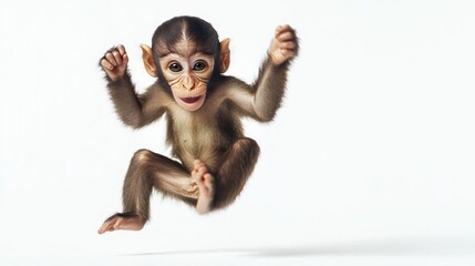 Poster - A Joyful Baby Monkey Leaps in Mid-Air