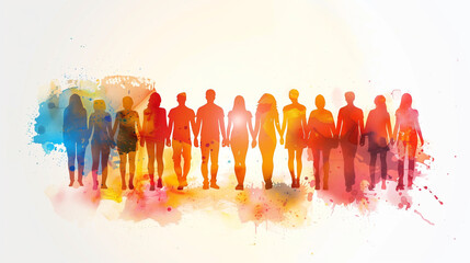 Wall Mural - Happy international friendship day greeting card, back view of friends group. abstract vector illustration design ,