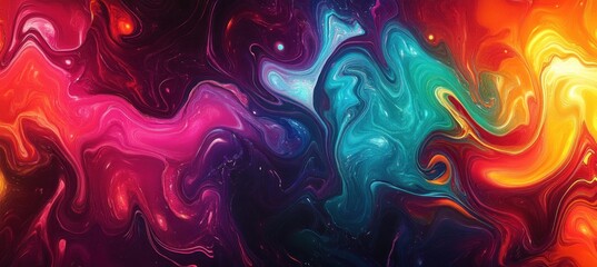 Wall Mural - Abstract colorful fluid art with vibrant swirls and patterns.