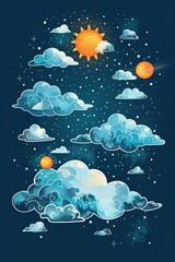 Wall Mural - World Ozone Day banner design with Elements such as Globe, leave, sun and Cloud 
