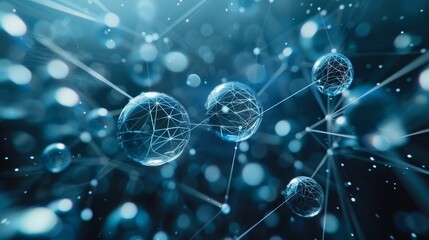 Wall Mural - enchanting floating spheres in blue and cyan illustrating ai services with glowing connections
