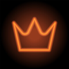 Wall Mural - Crown vector simple icon. Flat design. Orange neon on black background