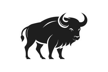 Wall Mural - A minimalist Animal logo vector art illustration with an Buffalo icon, featuring a modern stylish shape with an underline, set on a solid white background