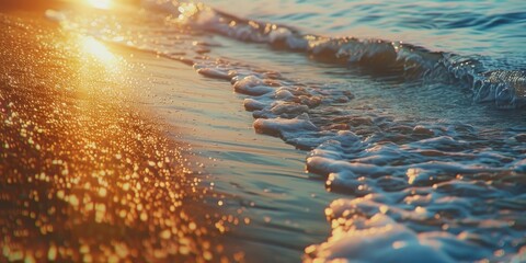 Canvas Print - Seaside in summer with rippling waters Summer seascape snapshot