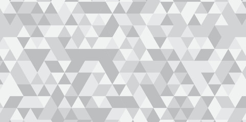 	
Abstract geometric white and gray background seamless mosaic and low polygon triangle texture wallpaper. Triangle shape retro wall grid pattern geometric ornament tile vector square element.