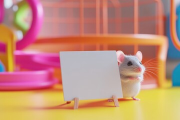 Sticker - A mouse is standing in front of a blank white board