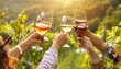 © Paulius - Cheers to Friendship: Young Friends Toasting in a Vineyard