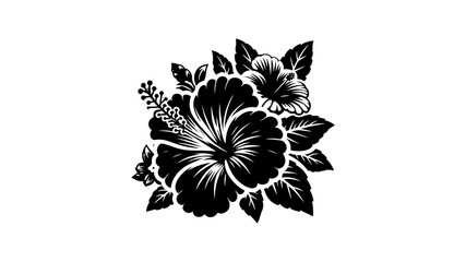 Hibiscus flower silhouette vector illustration.