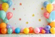 © Pixels  - Simple backdrop with colorful birthday decorations and copy spac