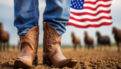 Close-up of cowboy boots and jeans