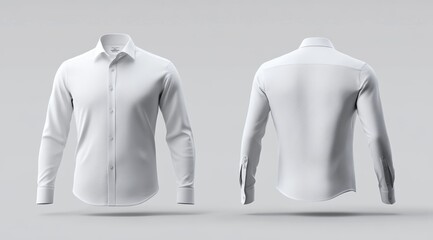 White mockup of a classic men's shirt with long sleeves