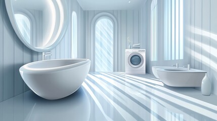 Sticker - A modern bathroom with a large sink and toilet in it, AI