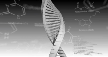 Canvas Print - Animation of dna strand and scientific data processing