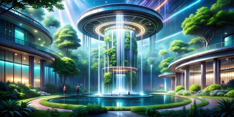 Wall Mural - alien planet in the city