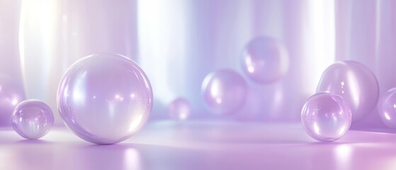 A purple background with many small spheres of different sizes