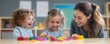 © doraclub - Teacher Guiding Children in Colorful Counting Game to Develop Early Math Skills
