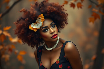 Wall Mural - portrait of a woman with hair