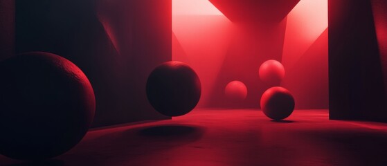 Wall Mural - A room with red walls and red balls