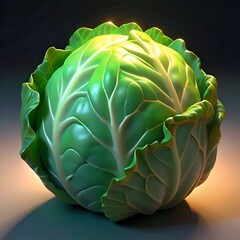 Poster - A fresh. vibrant green cabbage. perfectly illuminated. ready to be used for your culinary or healthy lifestyle designs.