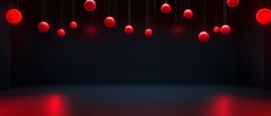 Wall Mural - A room with red balls hanging from the ceiling