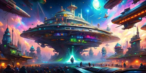 Wall Mural - fantasy planet with a ship