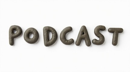 Wall Mural - podcast text made from rock blocks on white background