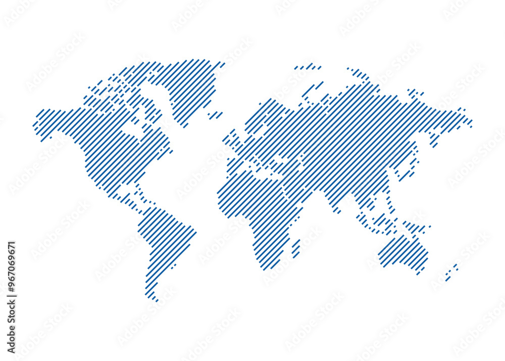 Line art world map isolated on white background. Vector illustration ...