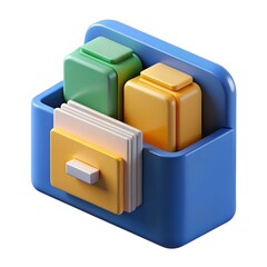 A cheerful and colorful 3D illustration of a file drawer. representing organization and efficient data management.