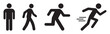 © AI Creatives - Running and walking people icons. Man stands, walk and run illustration. People symbol. Run, walk, stand. Vector illustration