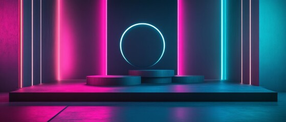 Wall Mural - A neon sign with a circle in the middle