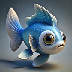 Sticker - A charming 3D guppy with big eyes and a playful expression.