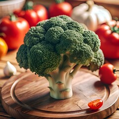 Poster - A close up shot of a vibrant green broccoli floret. captured in 3D. perfect for adding a touch of nature to your designs.