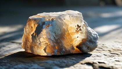 Textured rock salt blocks glowing under natural light