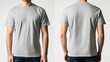 © Dina - Gray t-shirt mockup on a male model, front and back views.