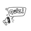 © Gwens graphic studio - megaphone shouting quiz in bubble speech illustration in cartoon doodle