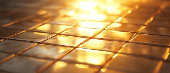 Sticker - A floor with gold tiles that are shining brightly