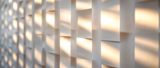 Sticker - A wall with white squares that are illuminated by sunlight