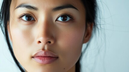 Sticker - Close-up Portrait of a Young Woman with Brown Eyes and Soft Makeup