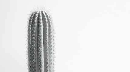 Sticker - Close-up of a Tall Spiky Cactus with a White Background