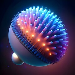 Poster - A futuristic and abstract 3D hairbrush icon. rendered with a sleek and modern design.