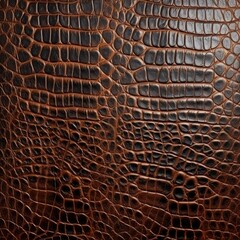 Wall Mural - Brown leather close-up texture flat lay background