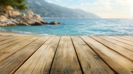 Poster - Wooden Plank Beach Background